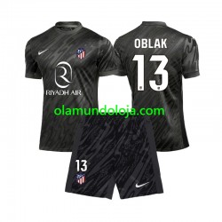 Camisola Atlético Madrid Jan Oblak 13 Guarda-redes Criança Equipamento Primeiro 2024-2025 Manga Curta